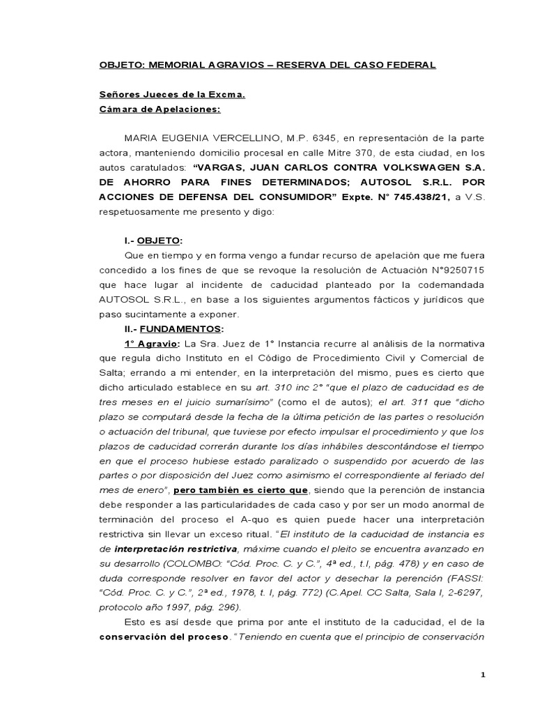 Memorial de agravios vargas pdf apelaci n ley procesal