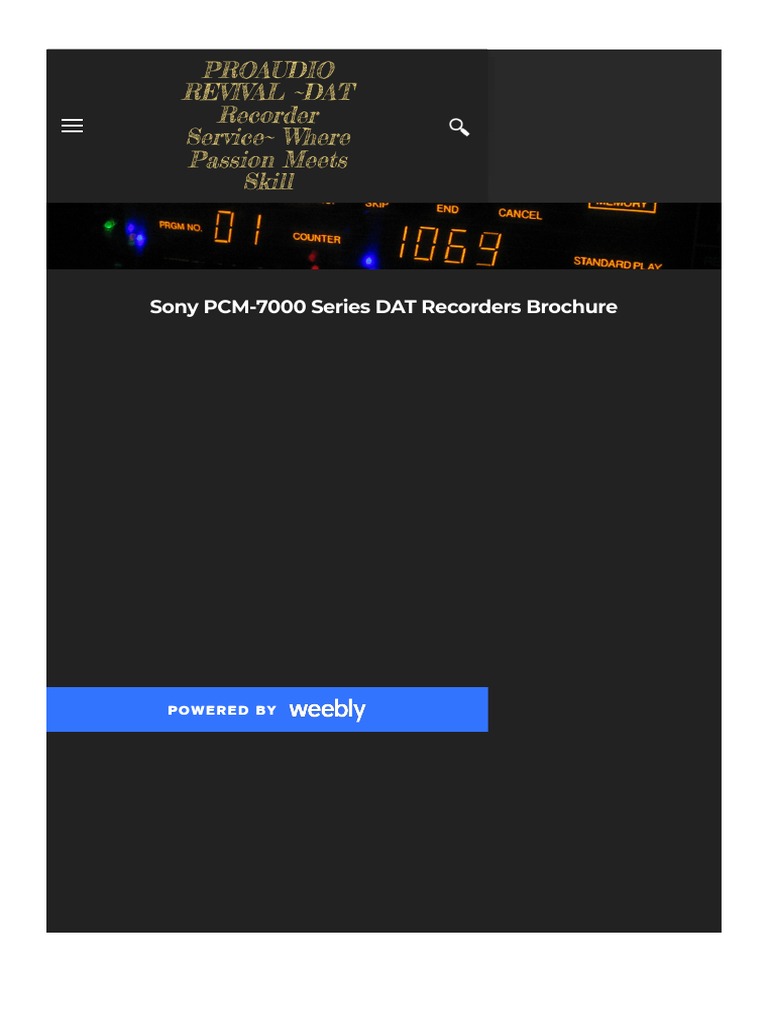 Sony PCM-7000 Series DAT Recorder Brochure - PROAUDIO REVIVAL DAT ...