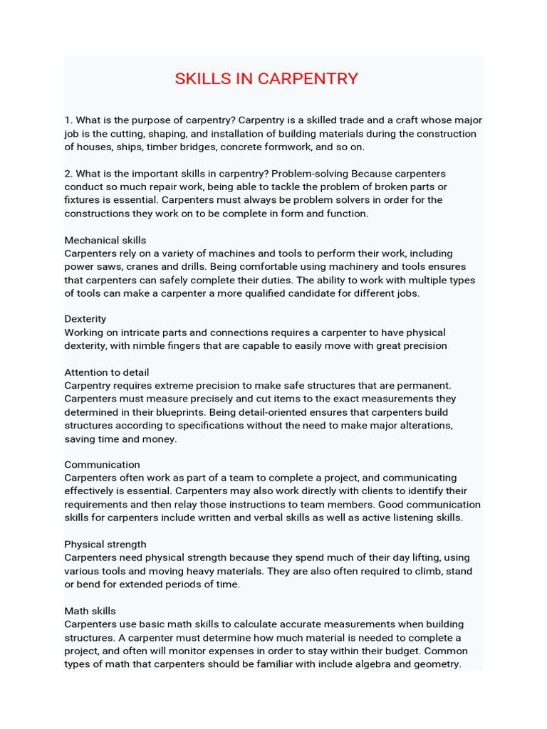 Skills in Carpentry PDF - 1707450120