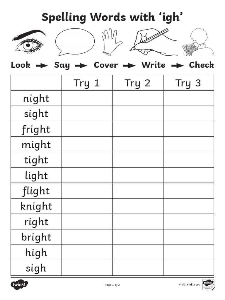 Cfe L 526148 Igh Spelling List Activity Sheets English | PDF