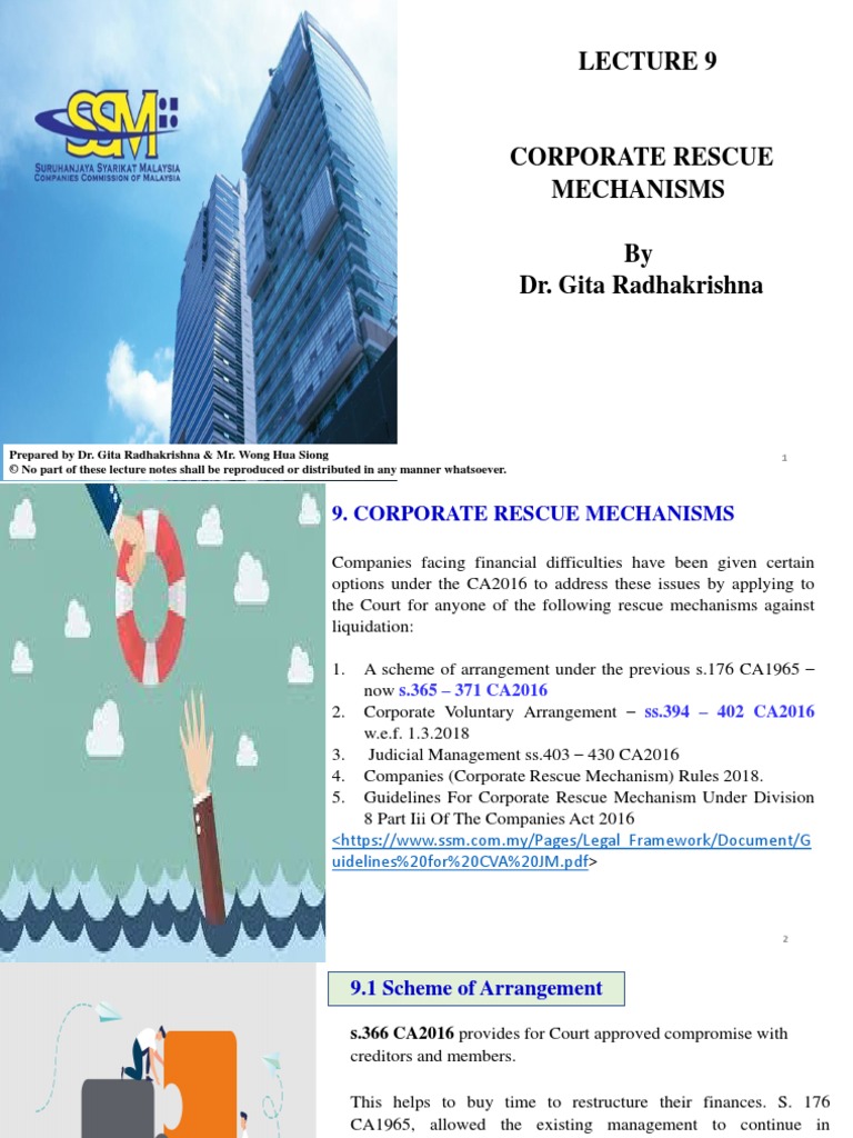 L 7 - Corporate Rescue Mechanisms | PDF | Liquidation | Private Law