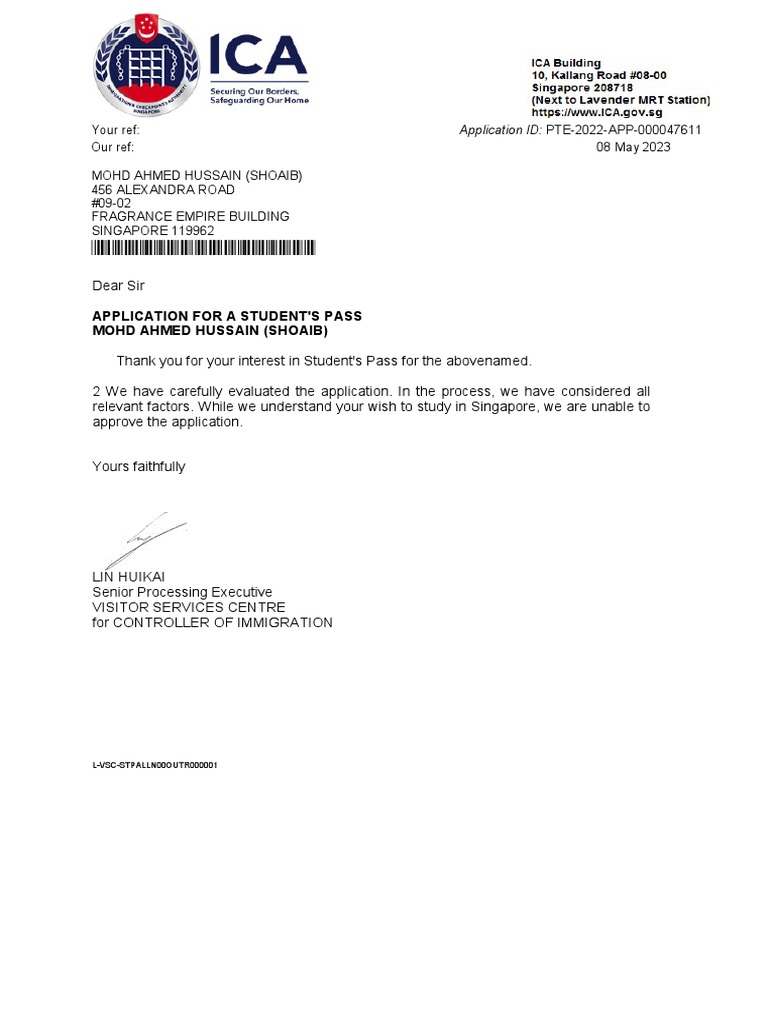 Student Pass Application Denied Notice | PDF | Career & Growth