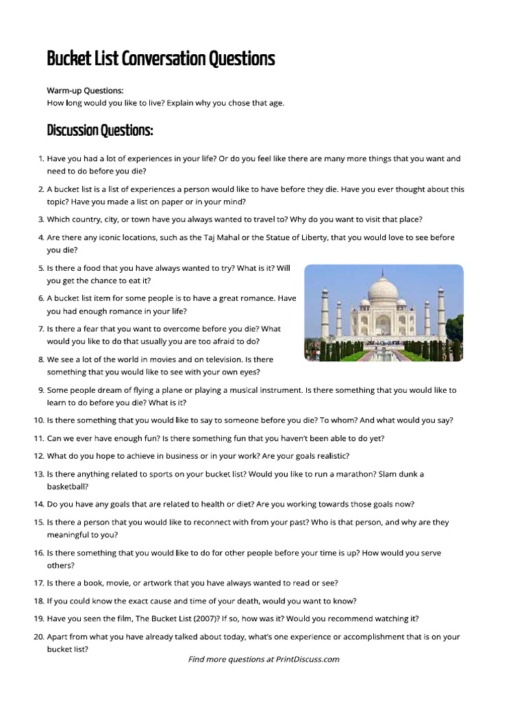 bucketlistquestions PDF