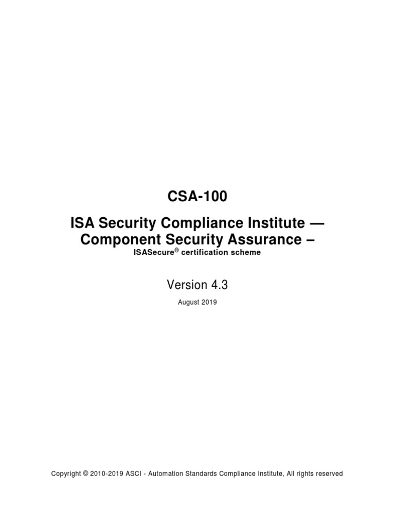 Csa 100 Certification Scheme V4 3 Pdf Vulnerability Computing
