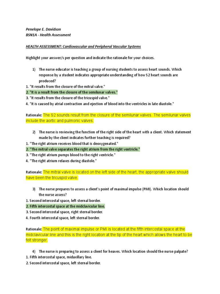 Cardiovascular & Peripheral Assessment Guide | PDF | Heart Valve | Diastole