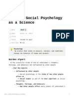 Unit 1 Social Psychology As A Scince