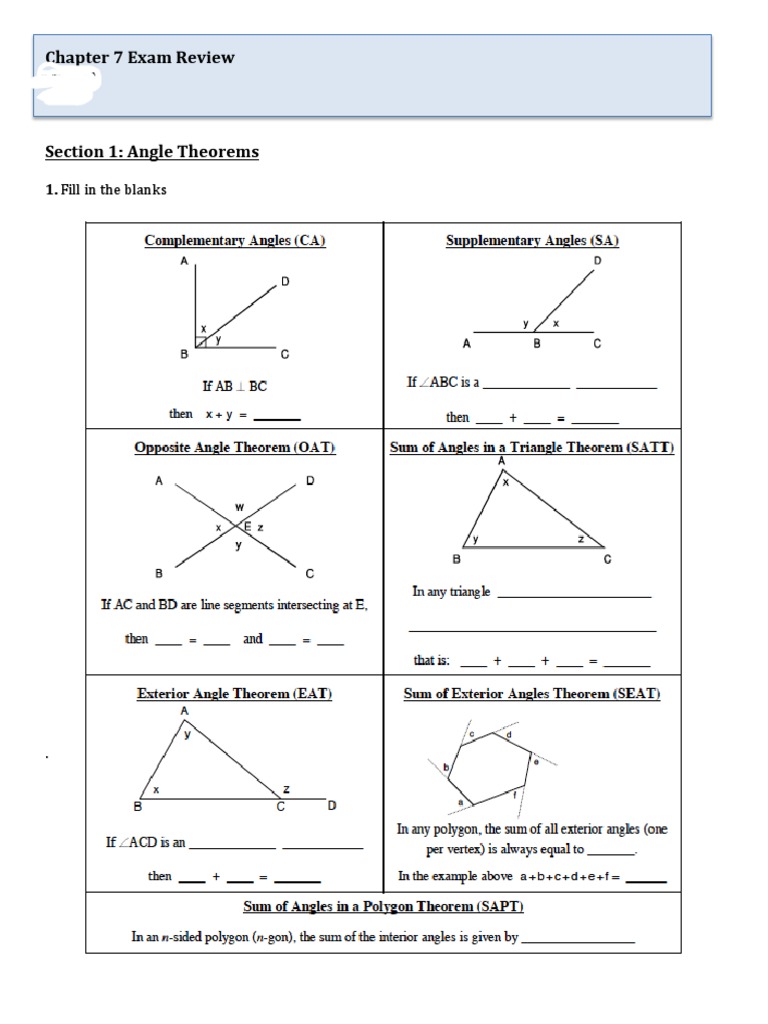 Chapter 7 Exam Review | Descargar gratis PDF | Triangle | Geometric Shapes