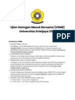 Ujian Saringan Masuk Bersama (USMB) Universitas Sriwijaya 2023