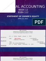 Accounting Week 12 Statement of Owners Equity