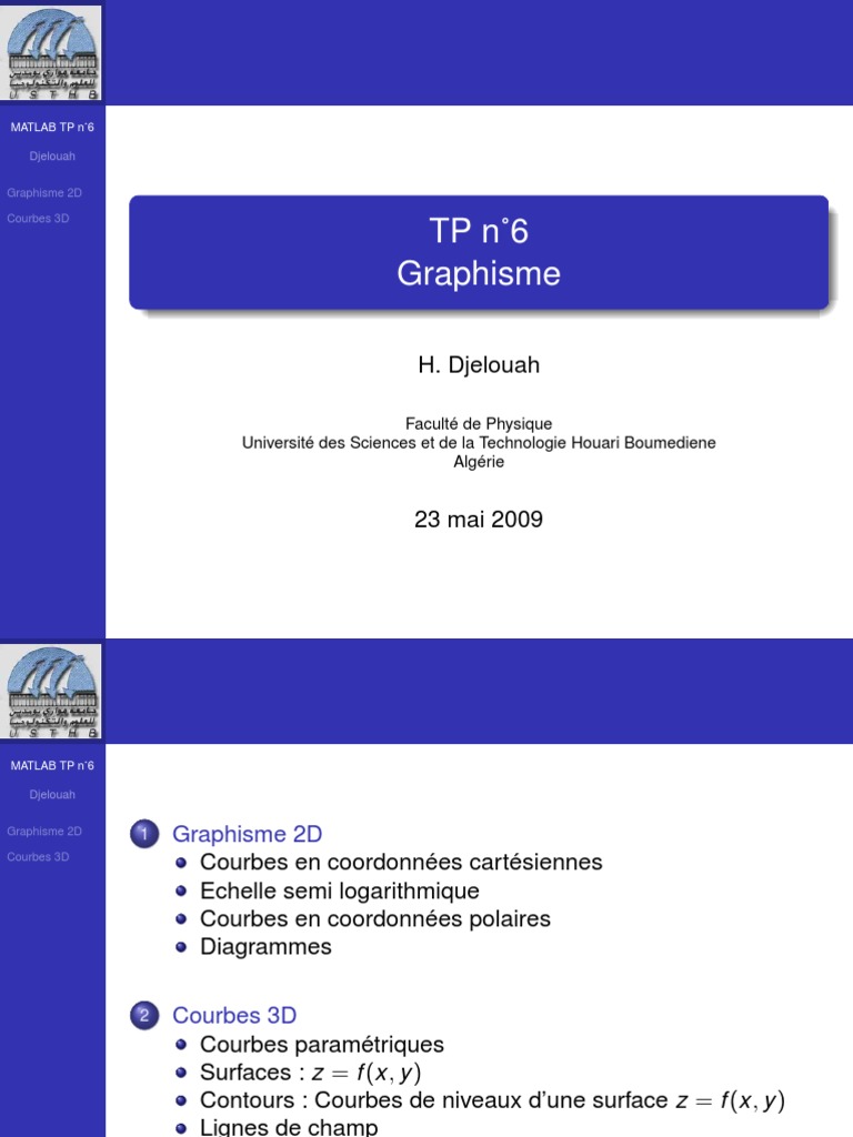Graphisme 2D et 3D avec MATLAB | PDF | Géométrie | Physique mathématique