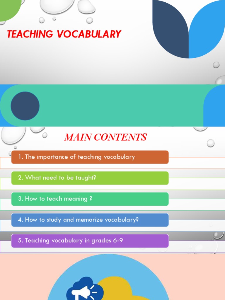 Teaching Vocabulary PDF Vocabulary Word