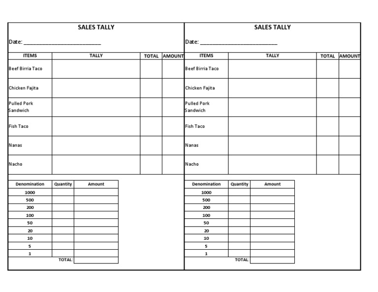 Tally Sheet A4 | PDF