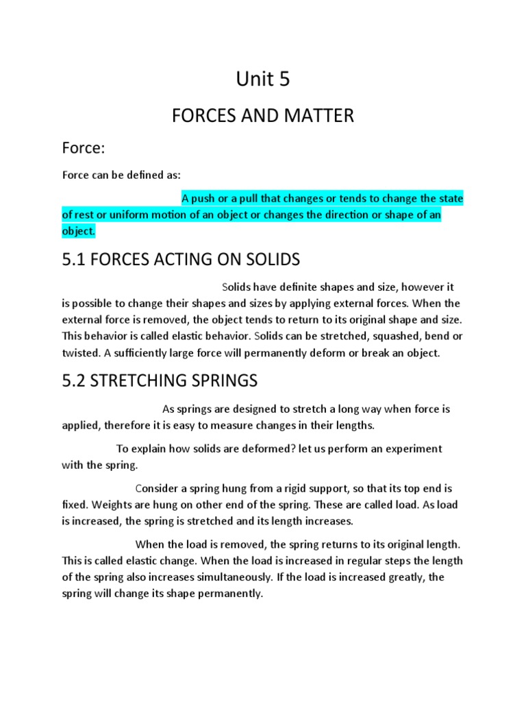 Forces and Matter in Solids | PDF | Pressure | Force
