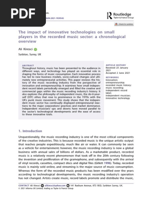 The impact of innovative technologies on small record companys