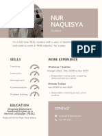 NUR Naquisya: Skills Work Experience