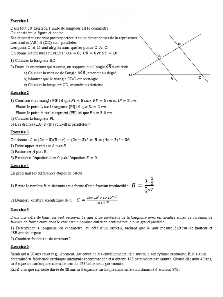 Devoir maison math 3ème Corrigé PDF — free download