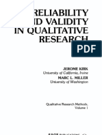 Reliability and Validity in qualitative research