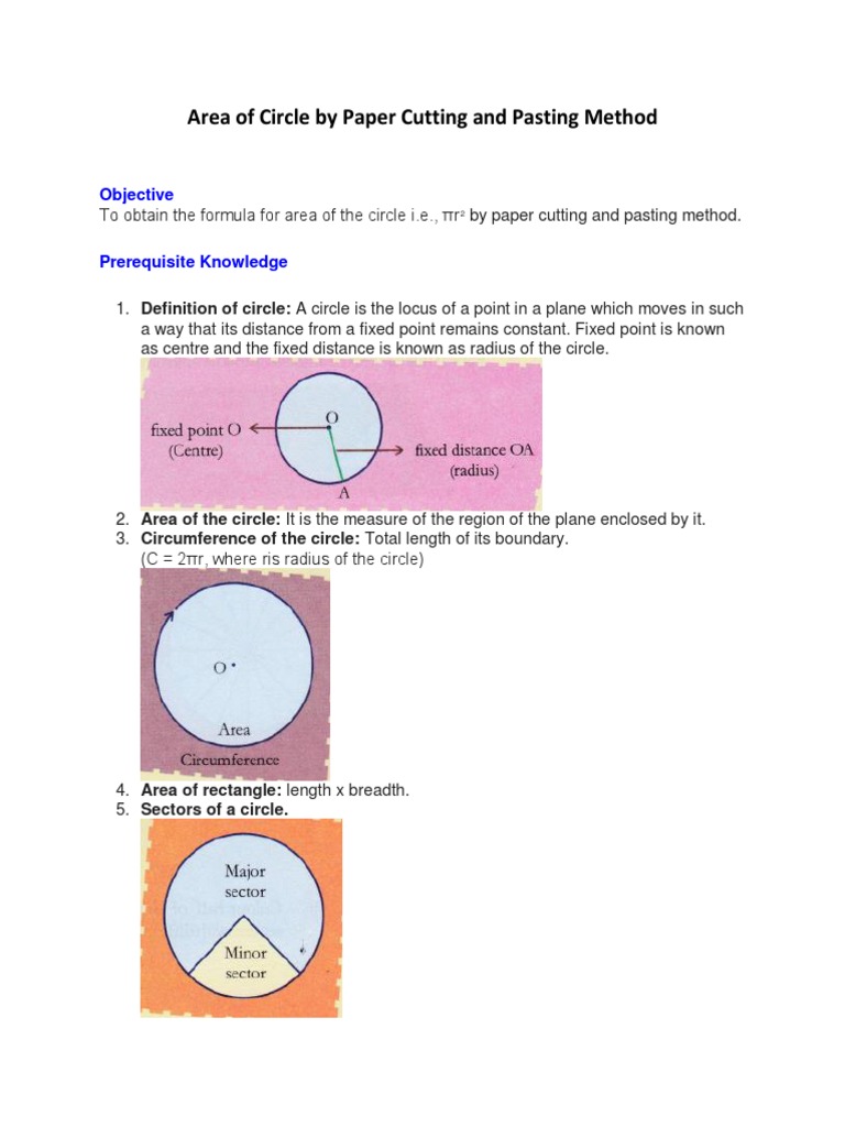 Area of Circle via Paper Cutting Method | PDF | Area | Circle
