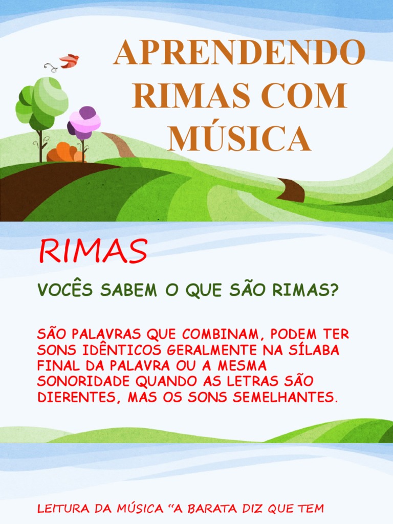 Aprendendo Rimas Com Música | PDF