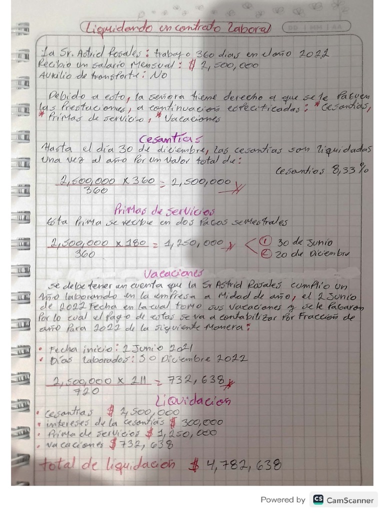 Liquidando Un Contrato Laboral | PDF