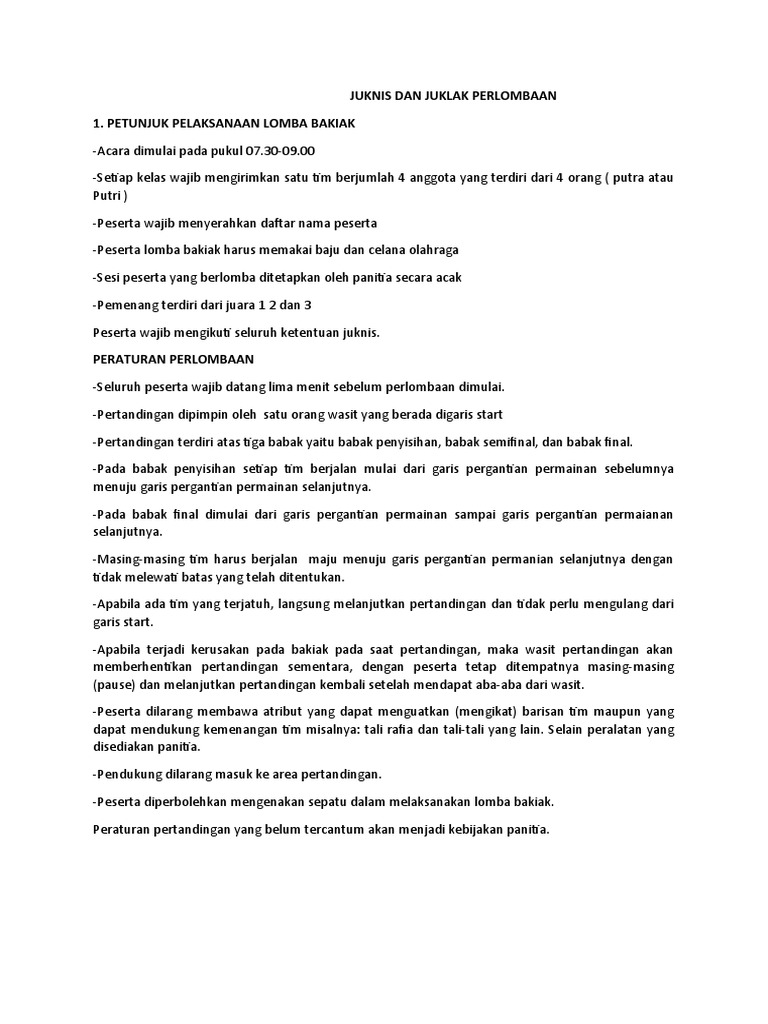 Juklak Dan Juknis Perlombaan 17 Agustus PDF