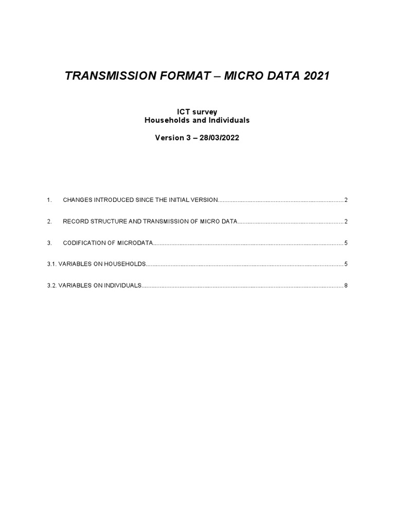 ICT HH Transmission Format 2021 Final v.03 - 20220328 | PDF | Internet ...