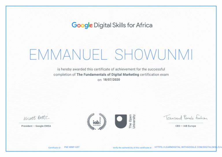 My Digital Skills Africa Certificate Pdf
