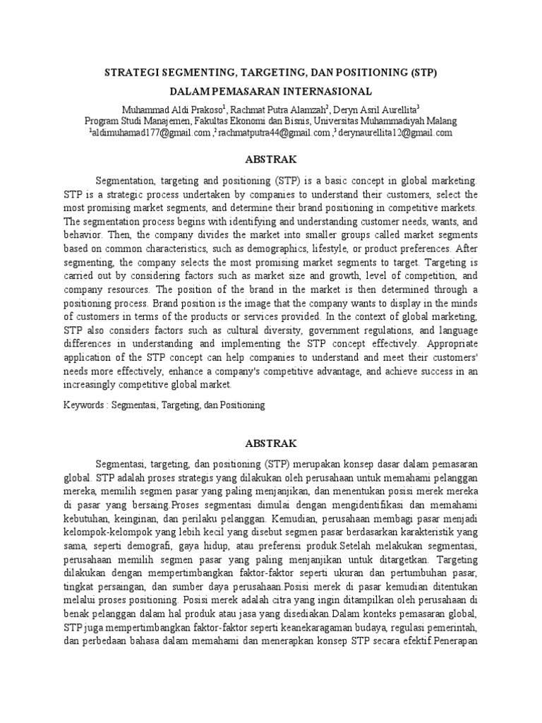 Segmenting, Targeting, and Positioning (STP) | PDF | Market ...