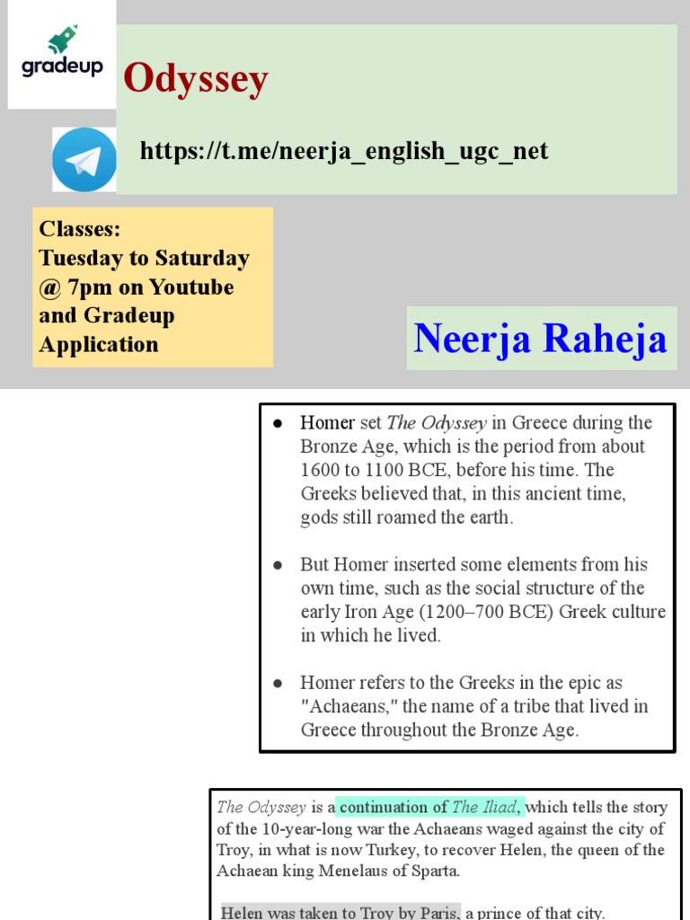 Crash Course On Odyssey PDF Odyssey Homer