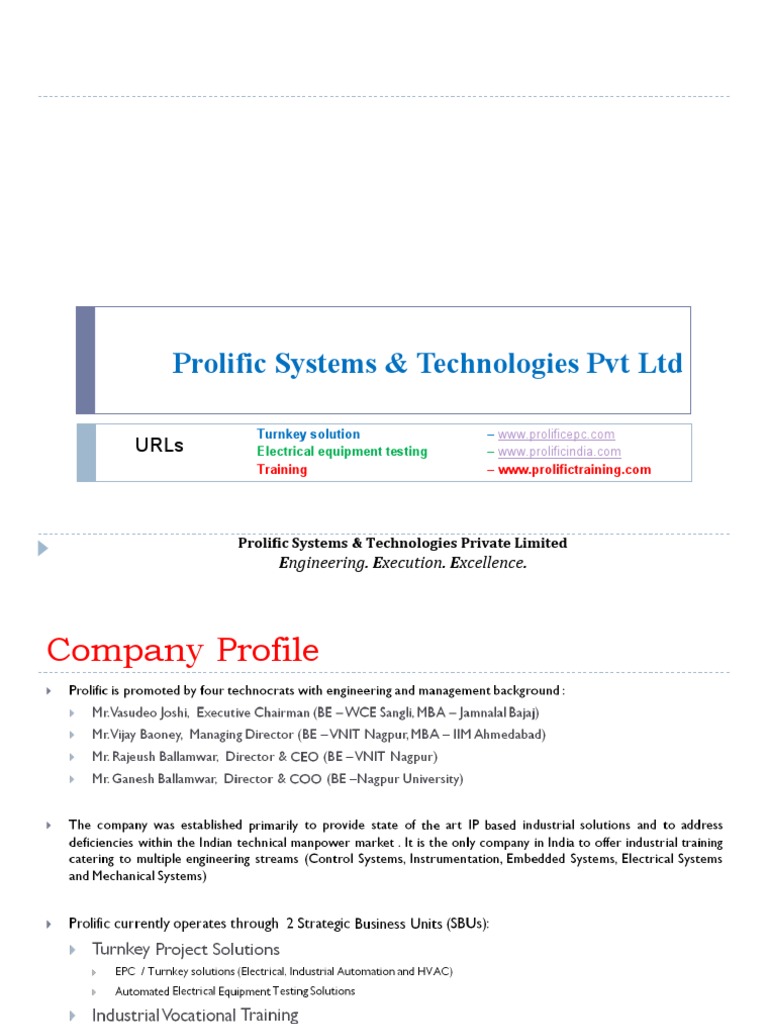 Prolific Systems: Turnkey Engineering Solutions | PDF | Engineering ...