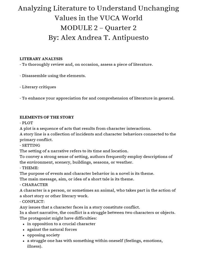 Analyzing Literature in a VUCA World | PDF | Plot (Narrative) | Narrative