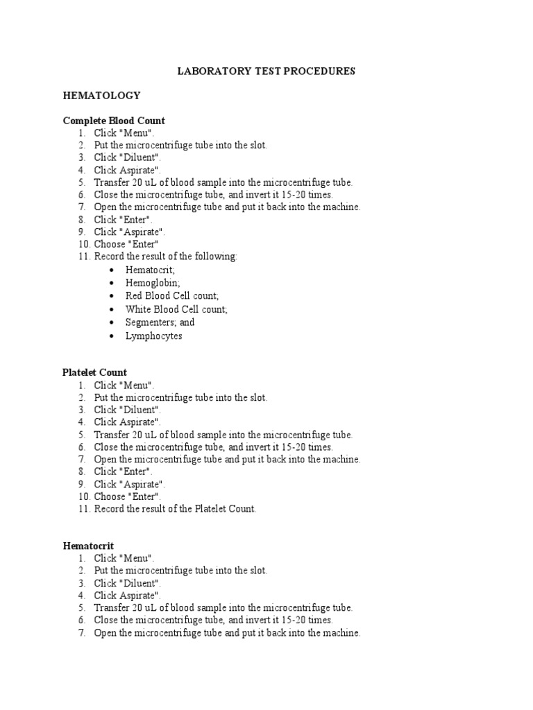 Laboratory Test Procedures PDF Diagnosis Of Hiv/Aids Medical