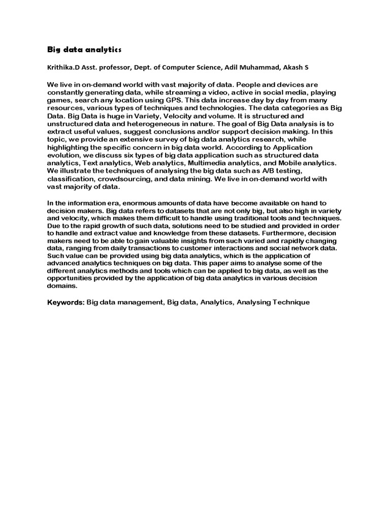 Big Data Analytics Overview | PDF | Business | Social Science