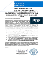 COMUNICADO 051-2023 - CAMPAÑA DE VACUNACIÓN - Influenza y VPH