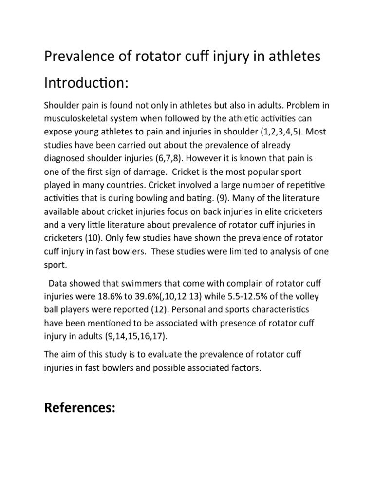 Prevalence of rotator cuff injury in athletes 2 PDF Shoulder