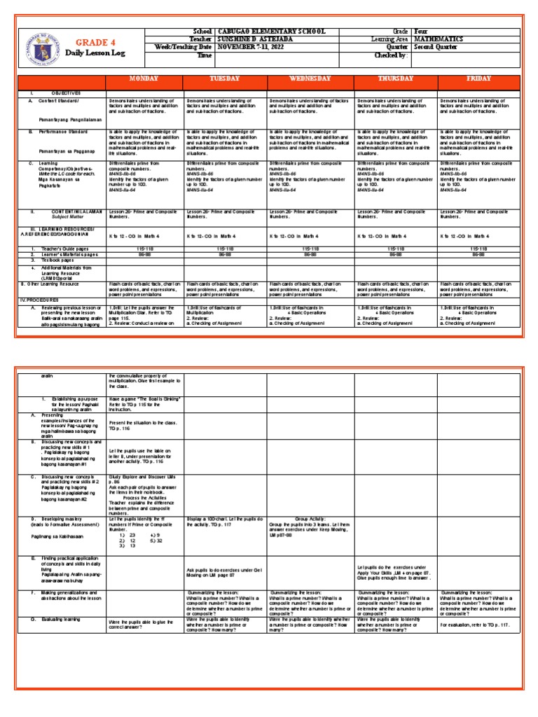Grade 4 dll quarter 2 week 1 pdf flashcard mathematics