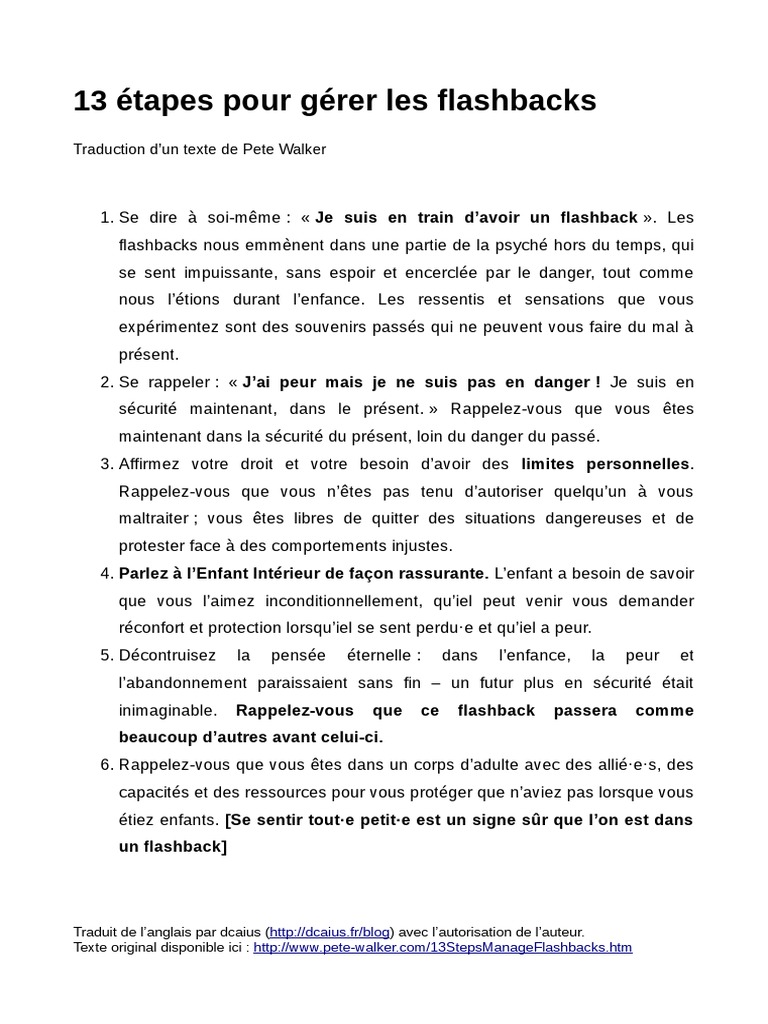 Gérer les flashbacks en 13 étapes | PDF | Peur | Honte