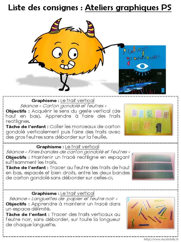 Ateliers Graphiques : Traits Verticaux PS | PDF | Papier | Couleur