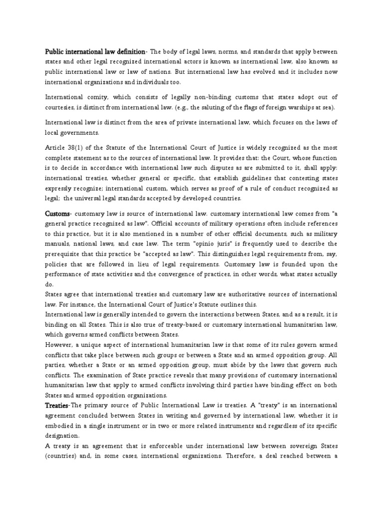 Definition and Scope of Public International Law | PDF | International ...