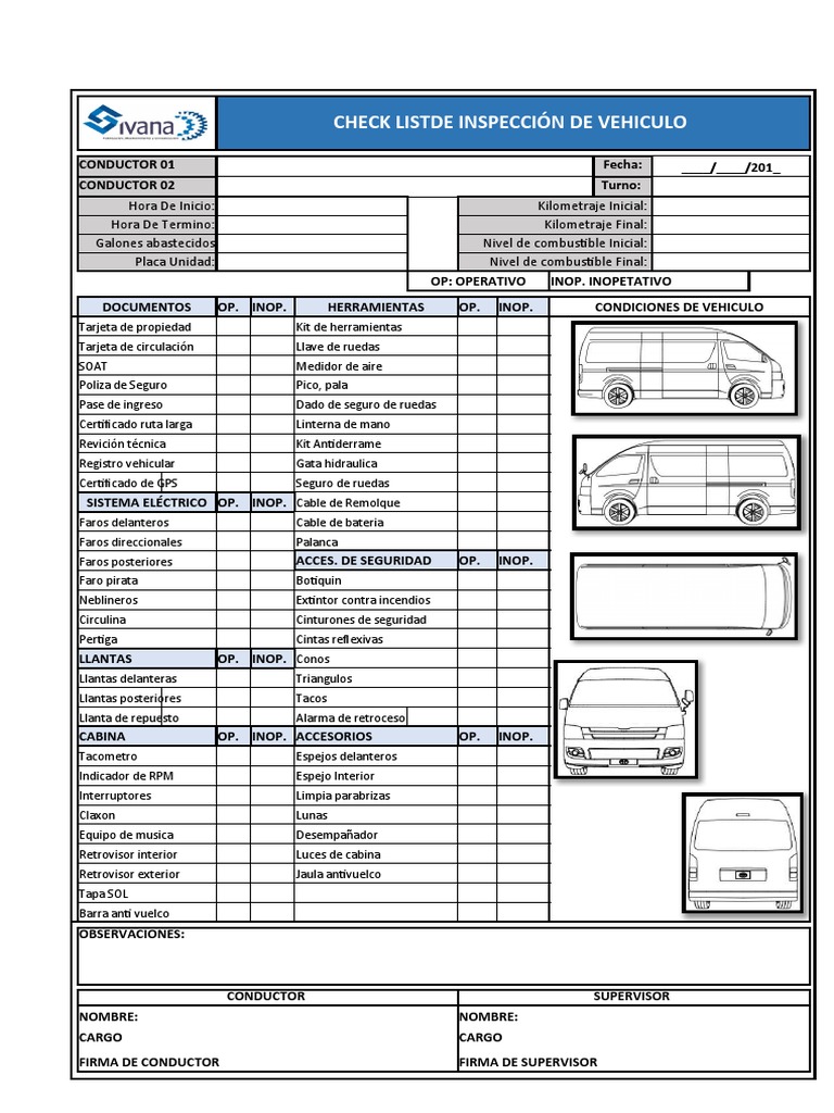 Check List Combi | PDF | Vehículos de ruedas | Coche