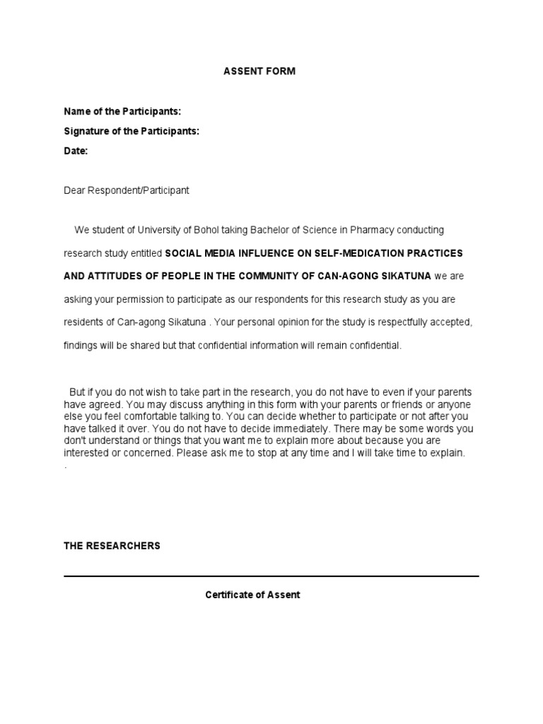 Assent Form for Research Participation | PDF