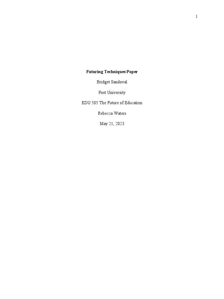 Futuring Techniques Paper PDF Learning Teachers