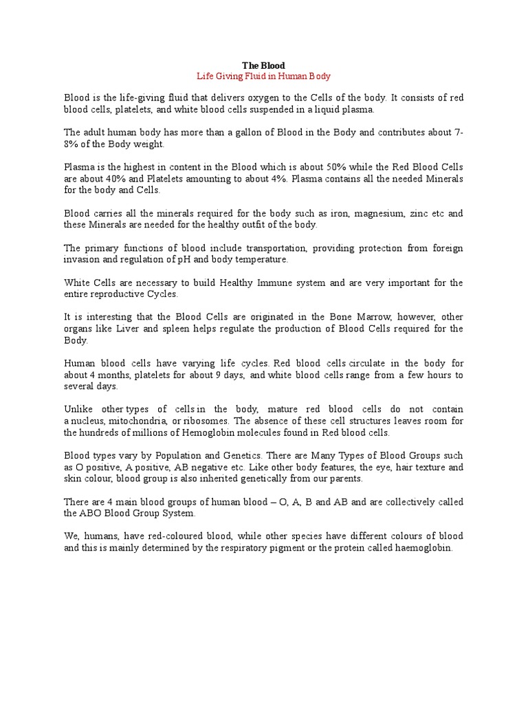 Brief Niceties about Blood PDF