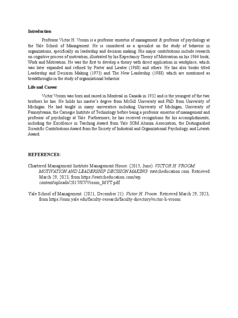 Expectancy Theory 1 (Proponent) | PDF