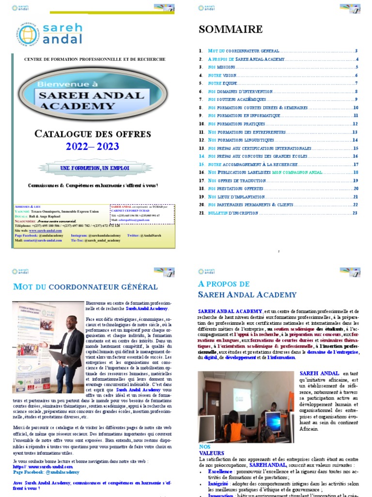 Catalogue Sareh Andal Academy 2022 2023, PDF, Blog