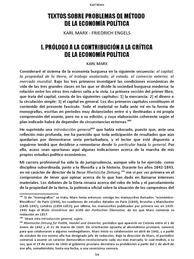 Karl Contribucion Marx a La Critica de La Economia Politica PDF Karl Marx Friedrich Engels