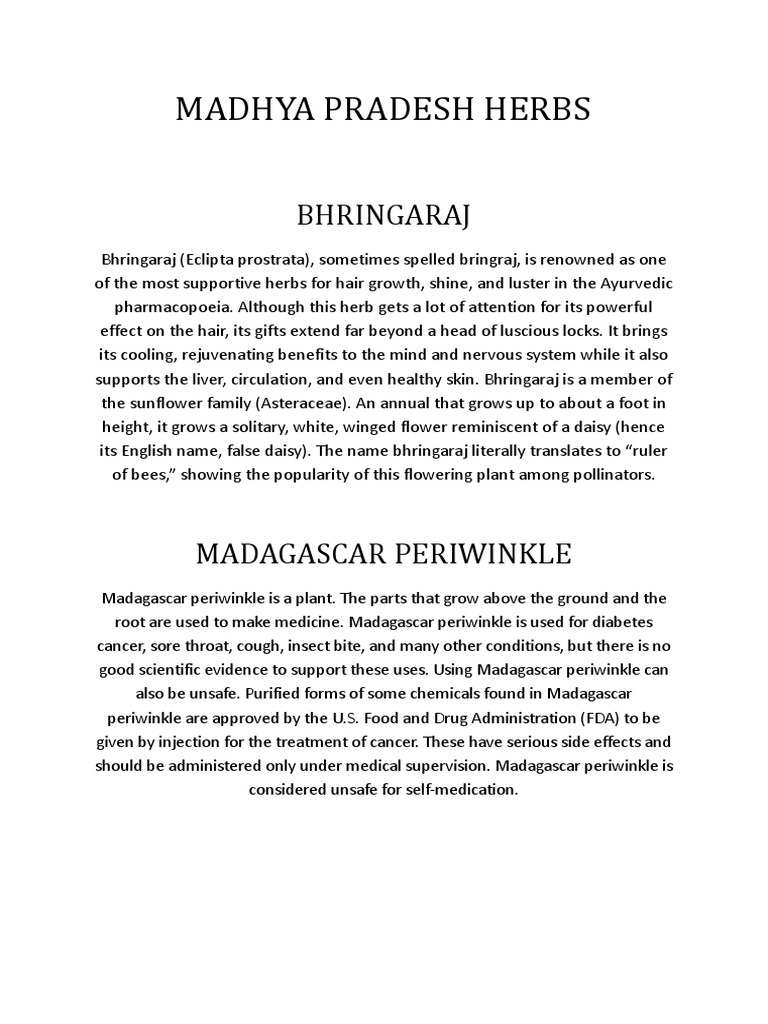 Madhya Pradesh Herbs | PDF