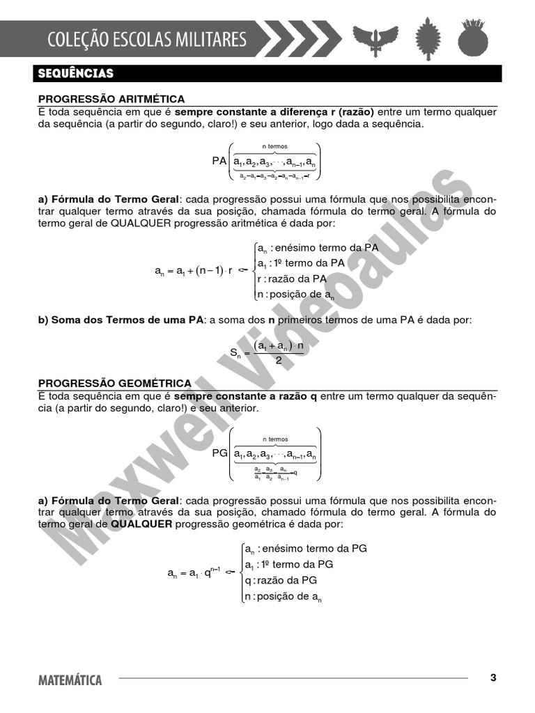 Fórmulas de PA e PG: Termos e Somas | PDF | Sequência | Aritmética