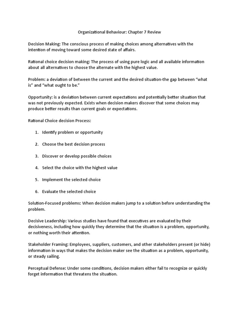 Decision-Making in Organizational Behavior | PDF | Decision Making ...