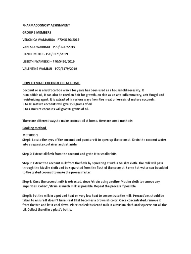 How To Make Coconut Oil at Home PDF Coconut Oil Coconut